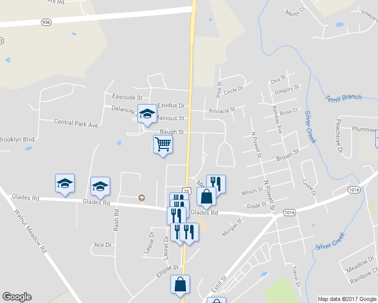 map of restaurants, bars, coffee shops, grocery stores, and more near 416 Richmond Road North in Berea