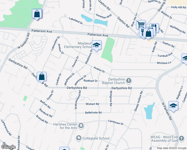 map of restaurants, bars, coffee shops, grocery stores, and more near 805 Farnwood Drive in Richmond