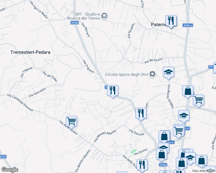 map of restaurants, bars, coffee shops, grocery stores, and more near 64 Via Fisichelli in San Giovanni La Punta