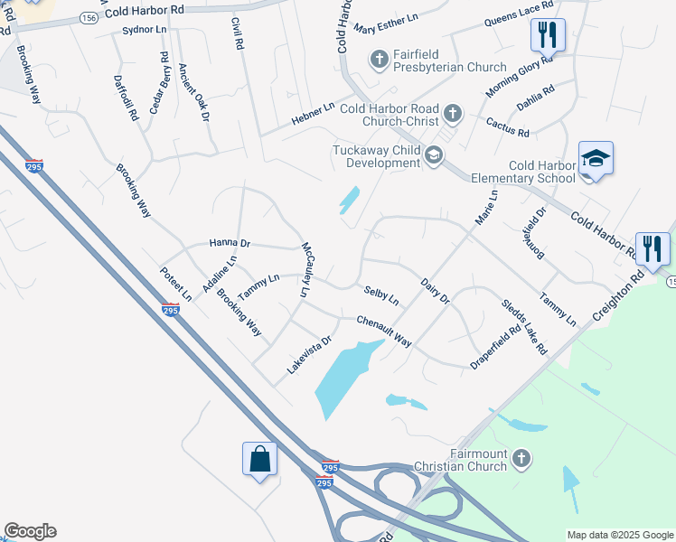 map of restaurants, bars, coffee shops, grocery stores, and more near 7028 Wilt Lane in Mechanicsville