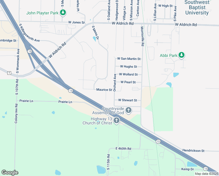 map of restaurants, bars, coffee shops, grocery stores, and more near 2611 Orchard Avenue in Bolivar