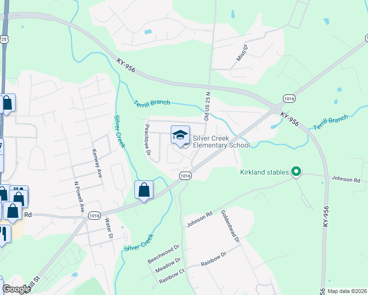 map of restaurants, bars, coffee shops, grocery stores, and more near 75 Old US Highway 25 in Berea