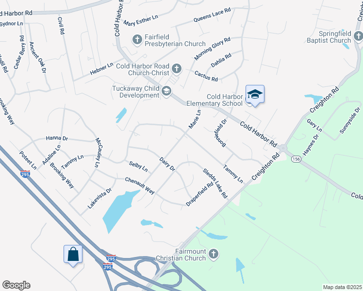 map of restaurants, bars, coffee shops, grocery stores, and more near 7025 Chance Trce in Mechanicsville