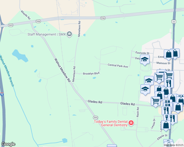 map of restaurants, bars, coffee shops, grocery stores, and more near 1028 Brooklyn Boulevard in Berea