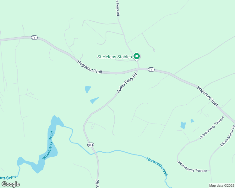 map of restaurants, bars, coffee shops, grocery stores, and more near 3072 Jude's Ferry Road in Powhatan