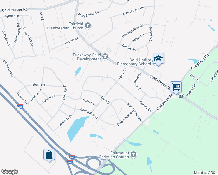 map of restaurants, bars, coffee shops, grocery stores, and more near 7049 Marie Lane in Mechanicsville
