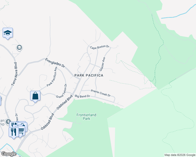map of restaurants, bars, coffee shops, grocery stores, and more near 1124 Glacier Avenue in Pacifica
