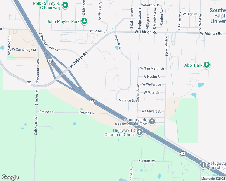 map of restaurants, bars, coffee shops, grocery stores, and more near 2400 South Durango Drive in Bolivar