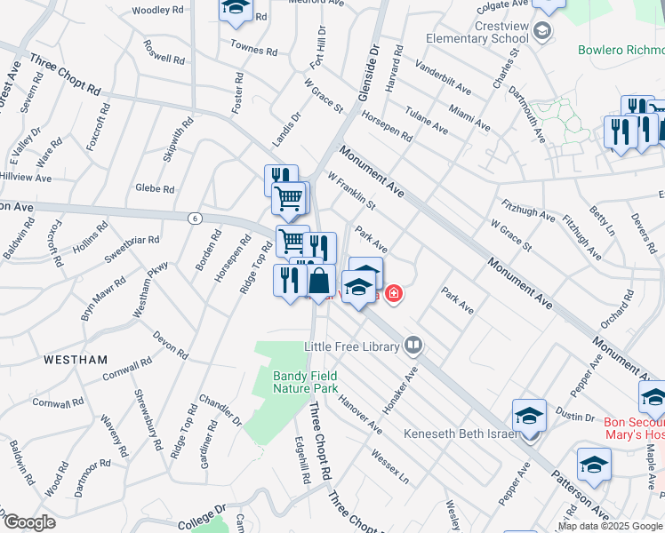 map of restaurants, bars, coffee shops, grocery stores, and more near in 