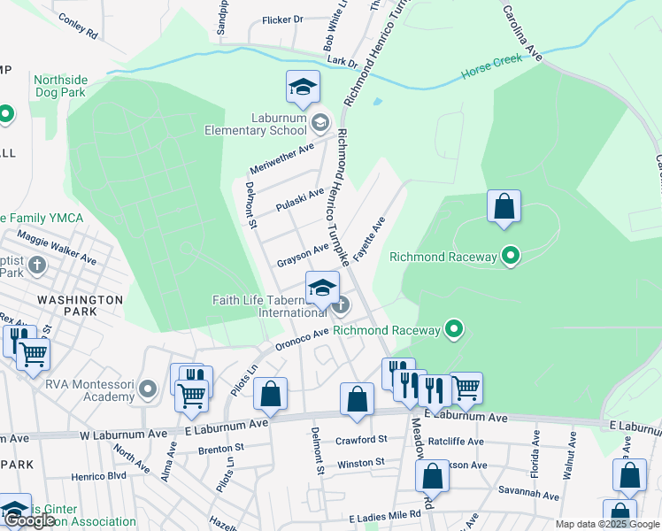 map of restaurants, bars, coffee shops, grocery stores, and more near 506 Fayette Avenue in Richmond