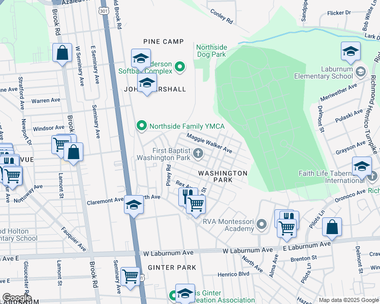 map of restaurants, bars, coffee shops, grocery stores, and more near 807 Lincoln Avenue in Richmond