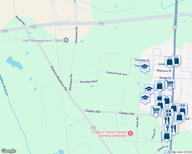 map of restaurants, bars, coffee shops, grocery stores, and more near 1027 Brooklyn Boulevard in Berea