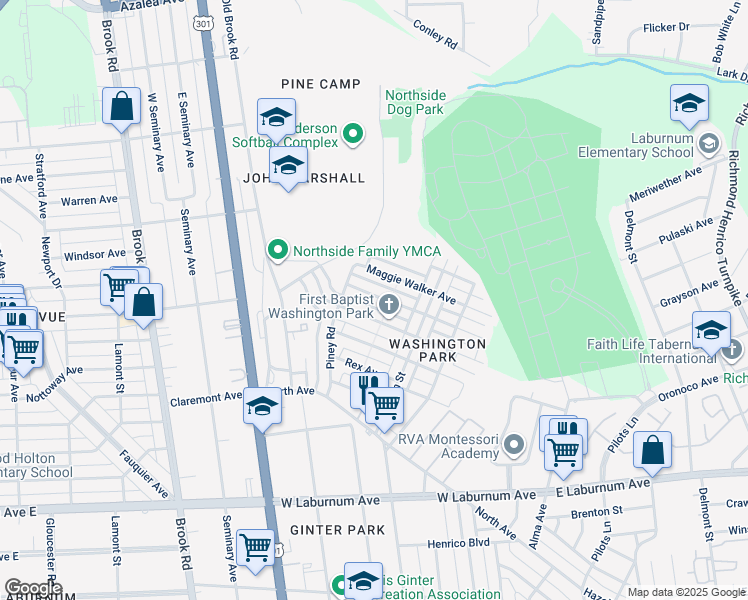 map of restaurants, bars, coffee shops, grocery stores, and more near 807 Lincoln Avenue in Richmond