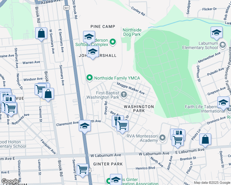 map of restaurants, bars, coffee shops, grocery stores, and more near 815 Lincoln Avenue in Richmond