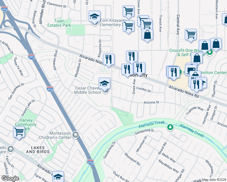 map of restaurants, bars, coffee shops, grocery stores, and more near 33001 Hop Ranch Court in Union City