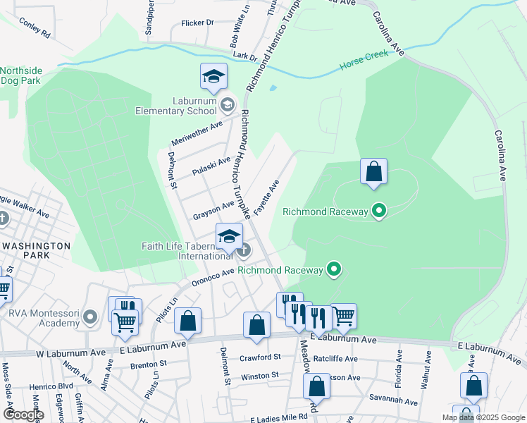 map of restaurants, bars, coffee shops, grocery stores, and more near 605 Fayette Avenue in Richmond
