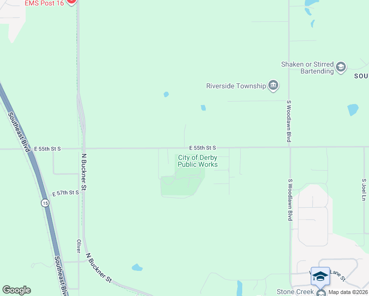 map of restaurants, bars, coffee shops, grocery stores, and more near 4935 East 55th Street South in Derby