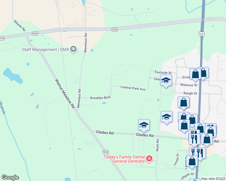 map of restaurants, bars, coffee shops, grocery stores, and more near 1028 Brooklyn Boulevard in Berea