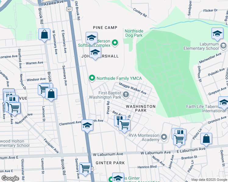 map of restaurants, bars, coffee shops, grocery stores, and more near 821 Lincoln Avenue in Richmond