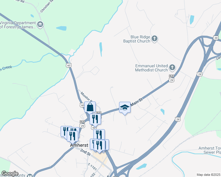 map of restaurants, bars, coffee shops, grocery stores, and more near 170 Pine Street in Amherst