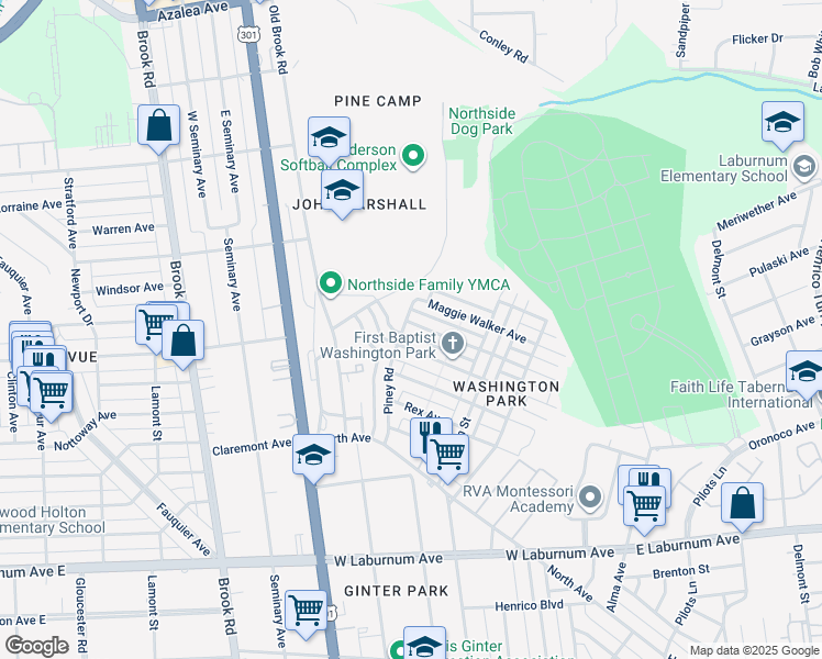map of restaurants, bars, coffee shops, grocery stores, and more near 821 Lincoln Avenue in Richmond