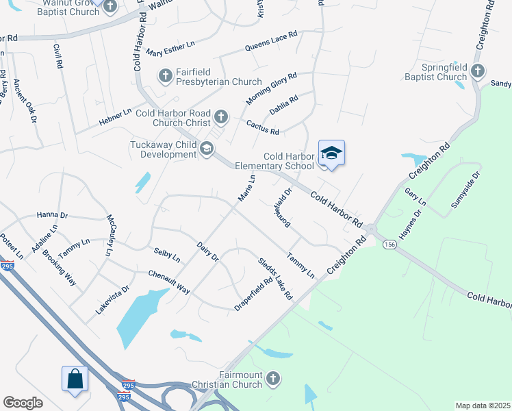 map of restaurants, bars, coffee shops, grocery stores, and more near 6321 Puller Drive in Mechanicsville