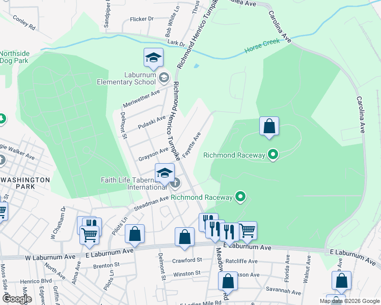 map of restaurants, bars, coffee shops, grocery stores, and more near 607 Fayette Avenue in Richmond