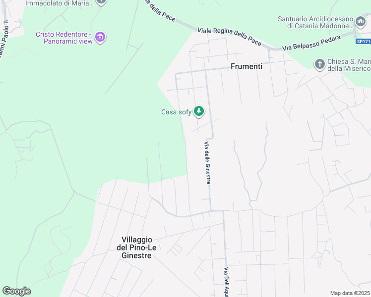 map of restaurants, bars, coffee shops, grocery stores, and more near 144 Via delle Ginestre in Città metropolitana di Catania