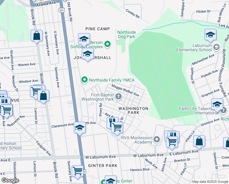 map of restaurants, bars, coffee shops, grocery stores, and more near 812 Lincoln Avenue in Richmond