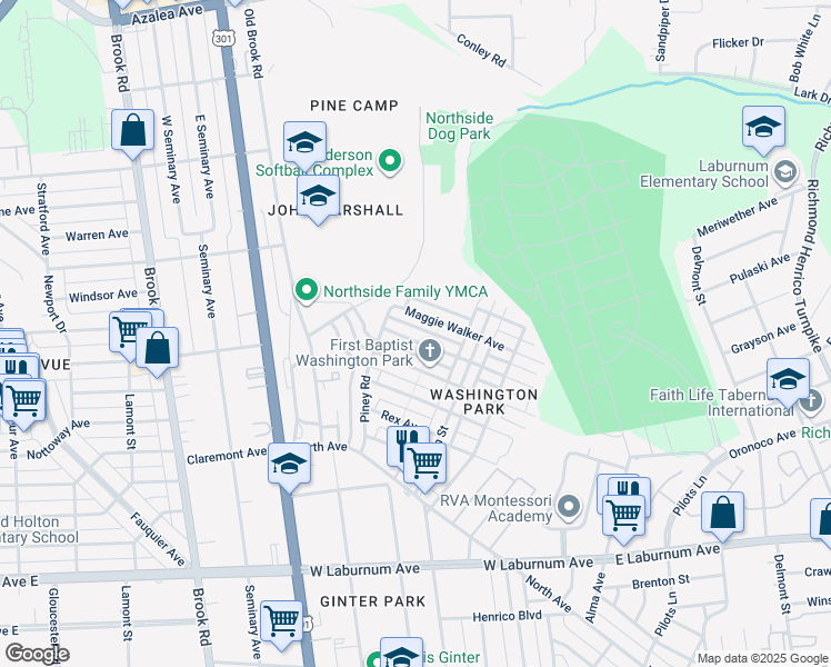 map of restaurants, bars, coffee shops, grocery stores, and more near 812 Lincoln Avenue in Richmond