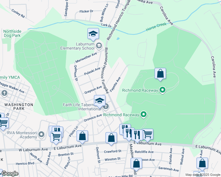 map of restaurants, bars, coffee shops, grocery stores, and more near 602 Fayette Avenue in Richmond