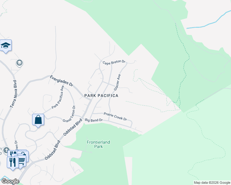 map of restaurants, bars, coffee shops, grocery stores, and more near 1124 Glacier Avenue in Pacifica