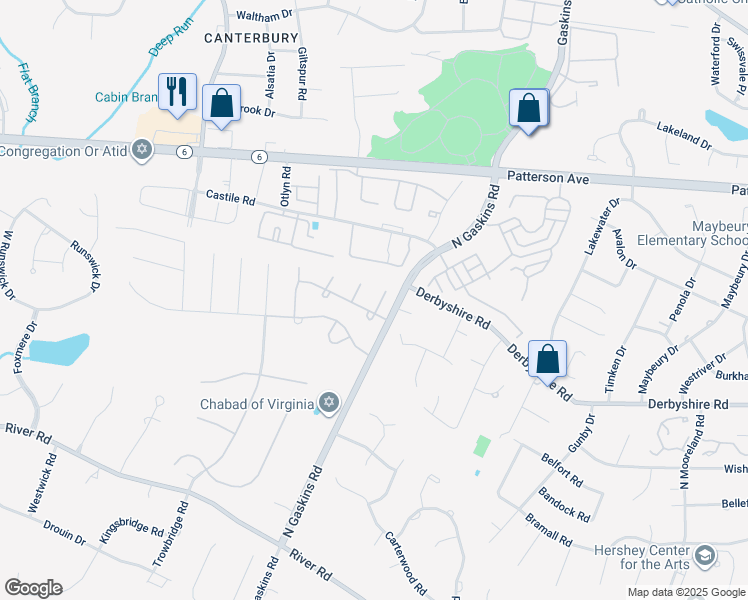 map of restaurants, bars, coffee shops, grocery stores, and more near 404 Portwest Terrace in Richmond