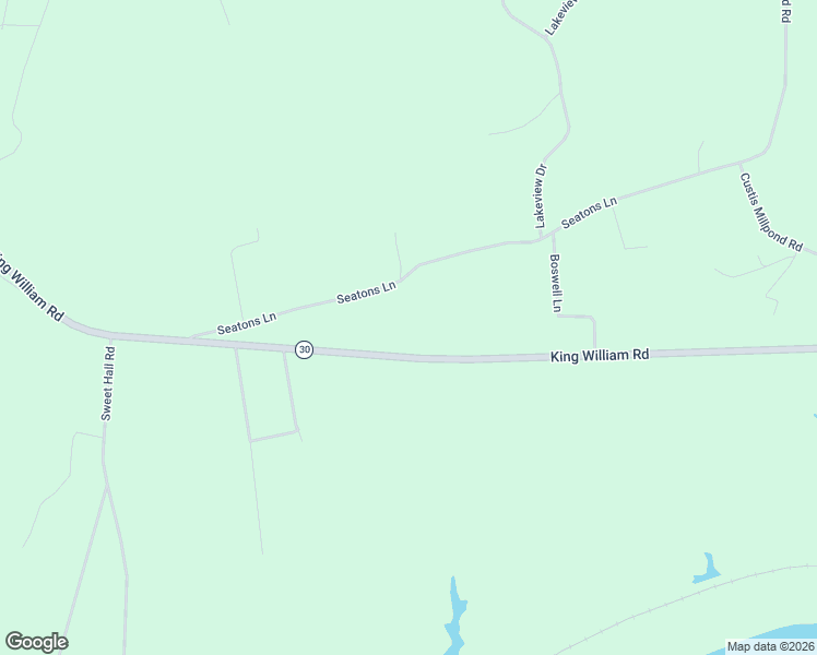 map of restaurants, bars, coffee shops, grocery stores, and more near 30171 King William Road in West Point