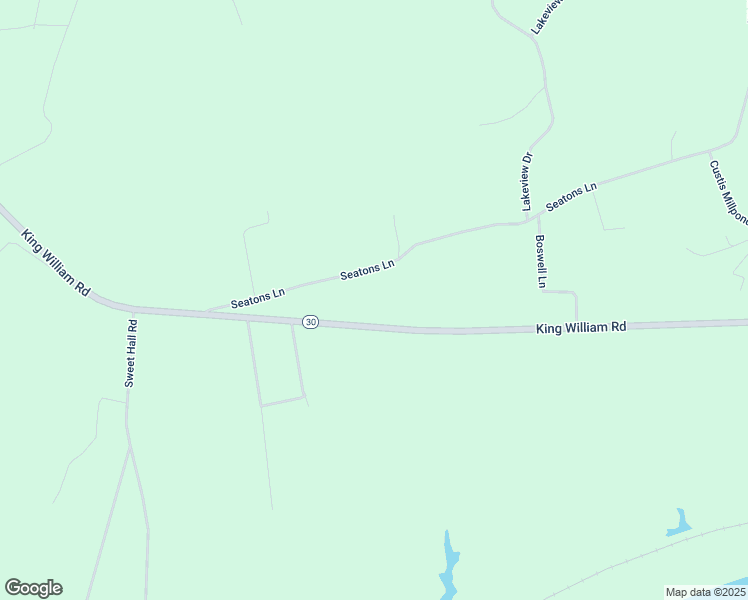 map of restaurants, bars, coffee shops, grocery stores, and more near 30121 King William Road in West Point