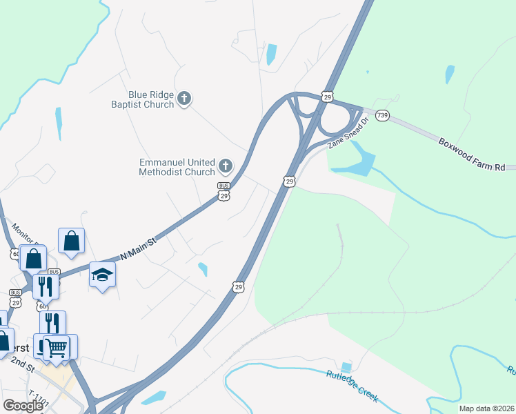 map of restaurants, bars, coffee shops, grocery stores, and more near 148 Walnut Street in Amherst