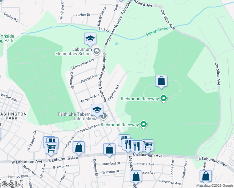 map of restaurants, bars, coffee shops, grocery stores, and more near 607 Fayette Avenue in Richmond