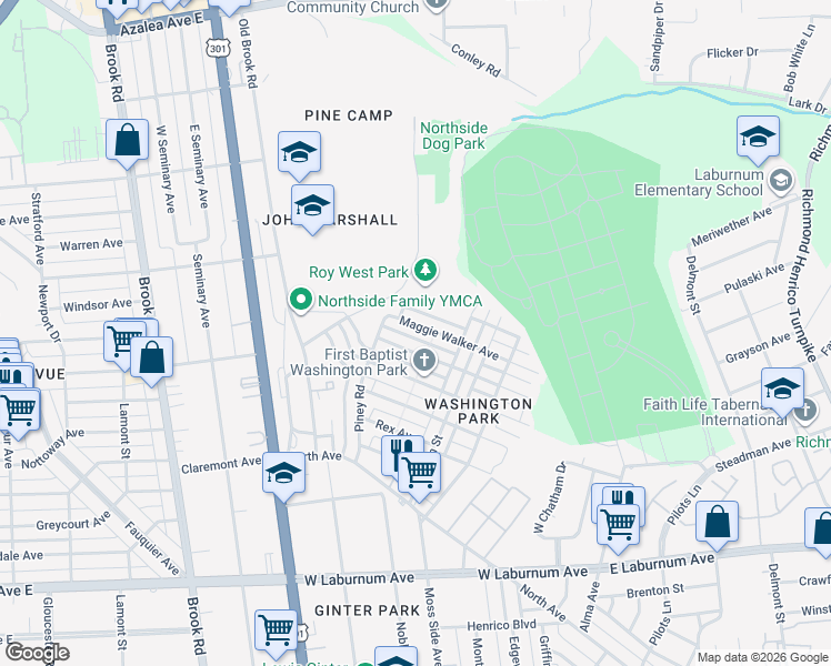 map of restaurants, bars, coffee shops, grocery stores, and more near 718 Lincoln Avenue in Richmond