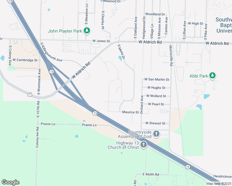 map of restaurants, bars, coffee shops, grocery stores, and more near 66 Sedona Court in Bolivar