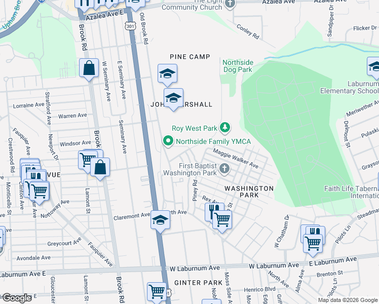 map of restaurants, bars, coffee shops, grocery stores, and more near 1014 Cheatwood Avenue in Richmond