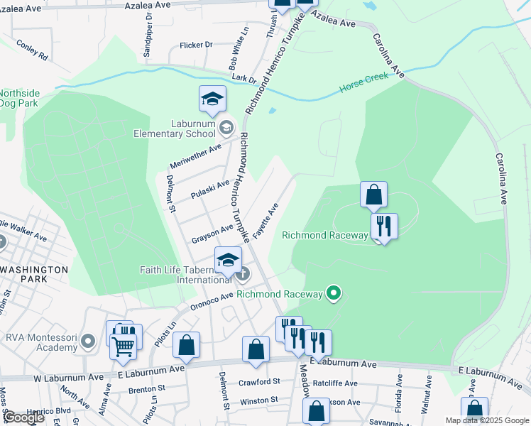 map of restaurants, bars, coffee shops, grocery stores, and more near 614 Fayette Avenue in Richmond