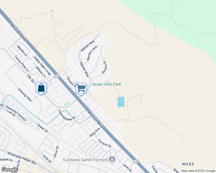 map of restaurants, bars, coffee shops, grocery stores, and more near 384 Florence Street in Union City