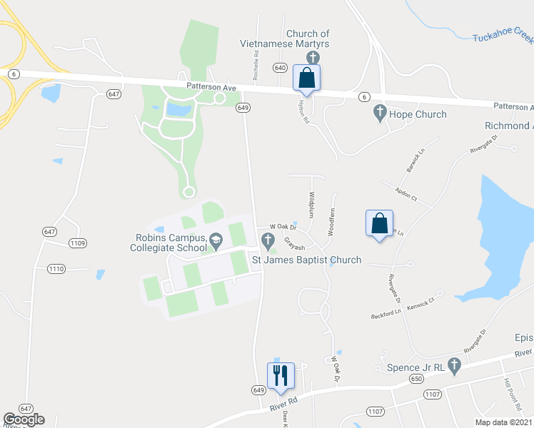 map of restaurants, bars, coffee shops, grocery stores, and more near 437 Blair Road in Richmond