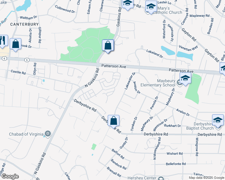map of restaurants, bars, coffee shops, grocery stores, and more near 1119 Hyde Lane in Tuckahoe
