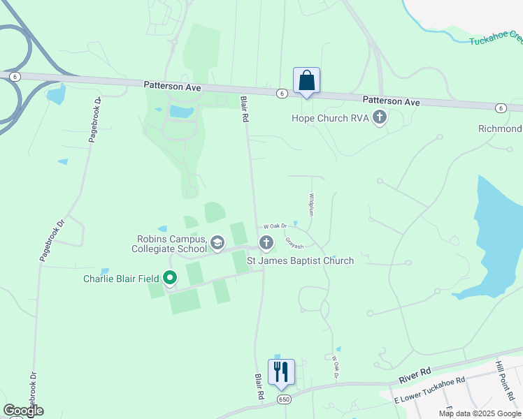 map of restaurants, bars, coffee shops, grocery stores, and more near 437 Blair Road in Richmond