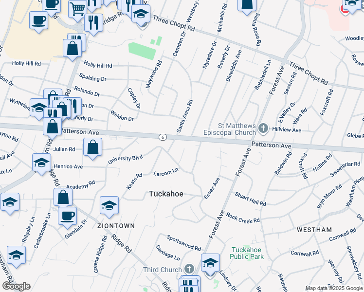 map of restaurants, bars, coffee shops, grocery stores, and more near 1206 Old Nelson Hill Avenue in Henrico
