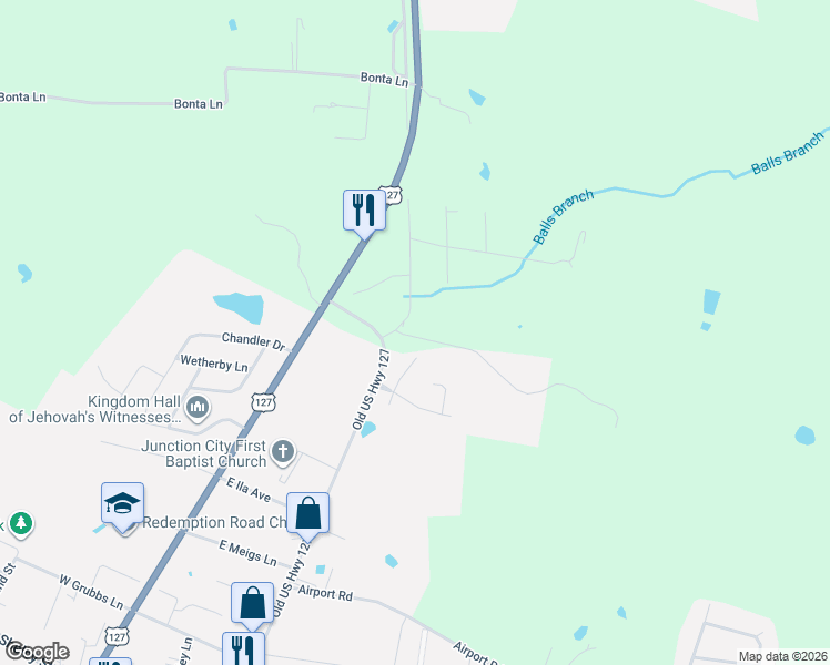 map of restaurants, bars, coffee shops, grocery stores, and more near 3497-3517 Old US Highway 127 in Danville