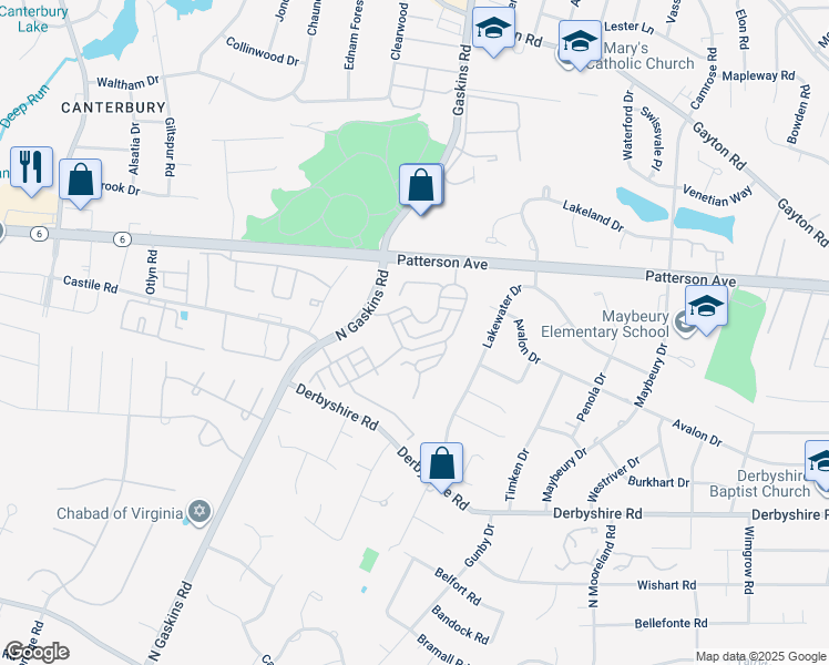 map of restaurants, bars, coffee shops, grocery stores, and more near 1217 Tilbury Lane in Richmond