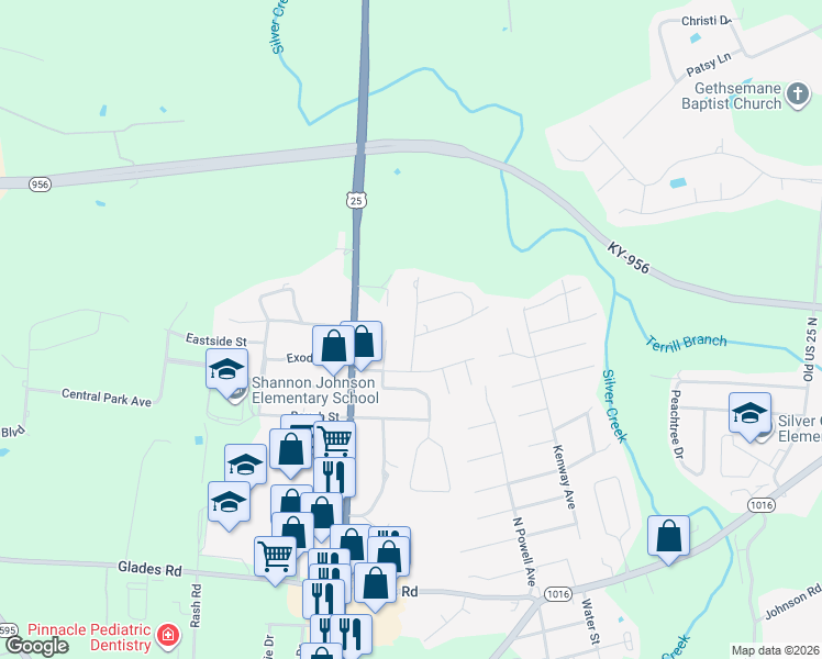 map of restaurants, bars, coffee shops, grocery stores, and more near 614 Richmond Road North in Berea