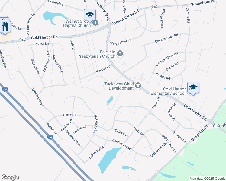 map of restaurants, bars, coffee shops, grocery stores, and more near 7093 Lighthouse Place in Mechanicsville